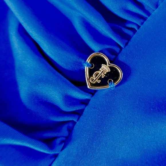 JUICY COUTURE Blue Miss Divine Hearts Pinup One Piece Halter Swimsuit Large - Picture 7 of 16